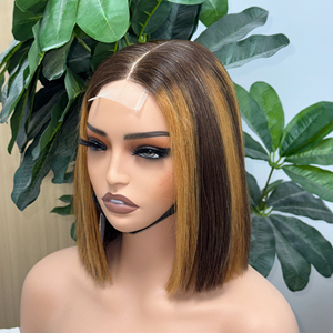Orientfashion - Pelucas de Cabello Humano Vietnamita Virgen, Doble Trama, con Frente de Encaje 2x6, Estilo Bob Corto y Liso, en Oferta - Product Image 1