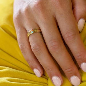 Anillo <span class=keywords><strong>de</strong></span> piedra <span class=keywords><strong>de</strong></span> nacimiento apilable <span class=keywords><strong>de</strong></span> acero inoxidable para mujer, joyería familiar minimalista <span class=keywords><strong>de</strong></span> <span class=keywords><strong>12</strong></span> meses, círculo fino y pequeño, para cumpleaños - Product Image 3