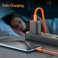 Cable plano trenzado USB-C a USB-C con carga rápida PD de 60W, cable tipo C de alta velocidad para teléfonos inteligentes Android