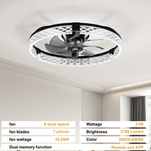 Smart Modern <b>Ceiling</b> Fan <b>Light</b> 7-Blades Energy Saving DC Motor 6-Speed Dimmable LED Easy Installation Fan <b>Light</b> For Bedroom - Product Image 6