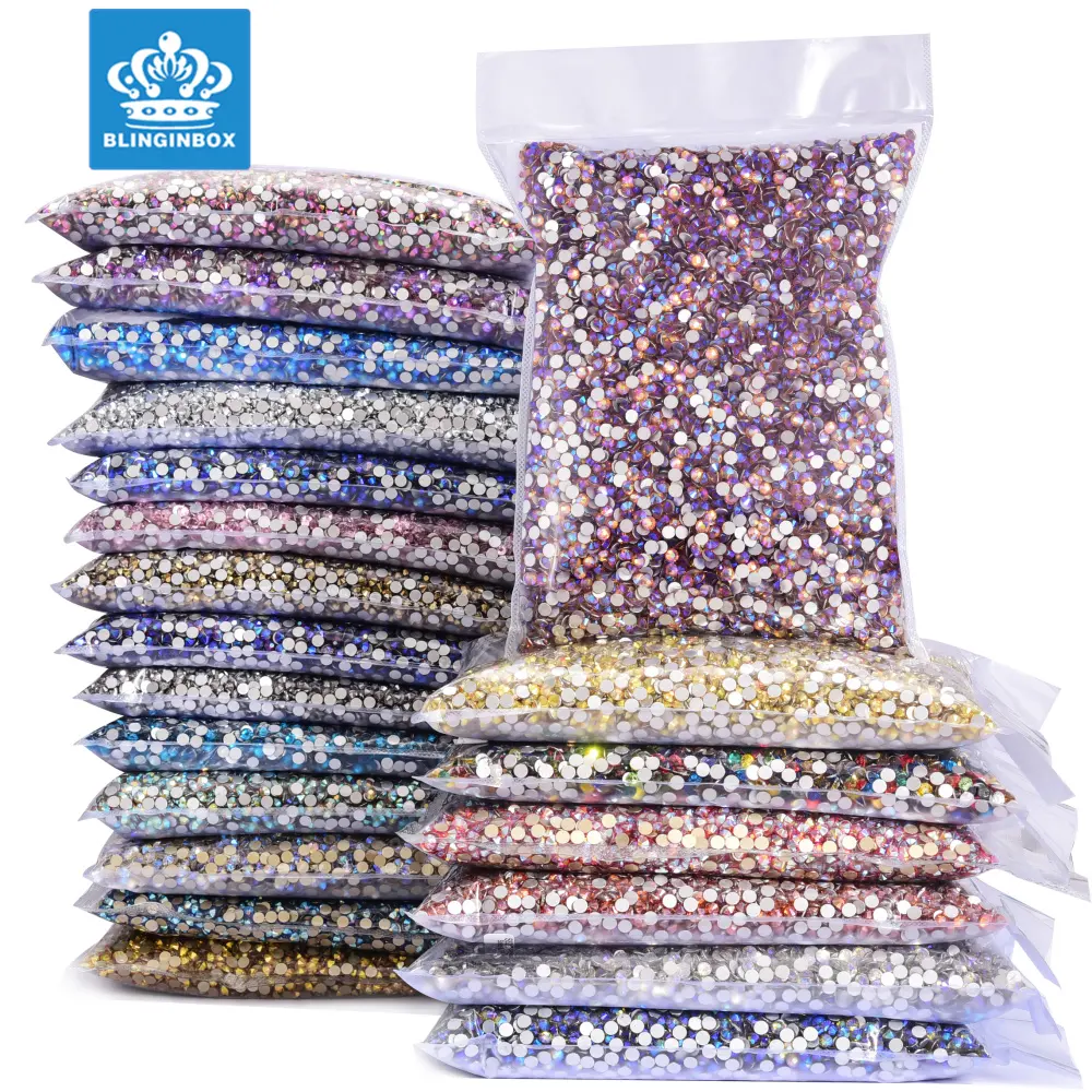 Blinginbox Wholesale Crystal AB Non hotfix Rhinestones in Bulk Package SS6-SS20 Strass For Nail Art Decorations