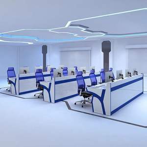 <span class=keywords><strong>Console</strong></span> de contrôle moderne et durable pour mobilier de <span class=keywords><strong>bureau</strong></span>, laquée blanche, pour salle de surveillance multi-écrans incurvée, poste de commande central - Product Image 3