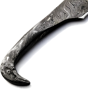 Cuchillo de Caza Personalizado Hecho a Mano en Acero de Damasco con Funda de Cuero, Personalizable OEM, Dureza 58-60HRC, Longitud Total de 23 cm - Product Image 2