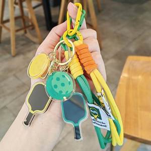 Popular Pickleball Paddles Keychain Eco-friendly Lightweight Polyester Multi-color Creative Sports <strong>Lovers</strong> Bags Wallets Car Key - Product Image 3