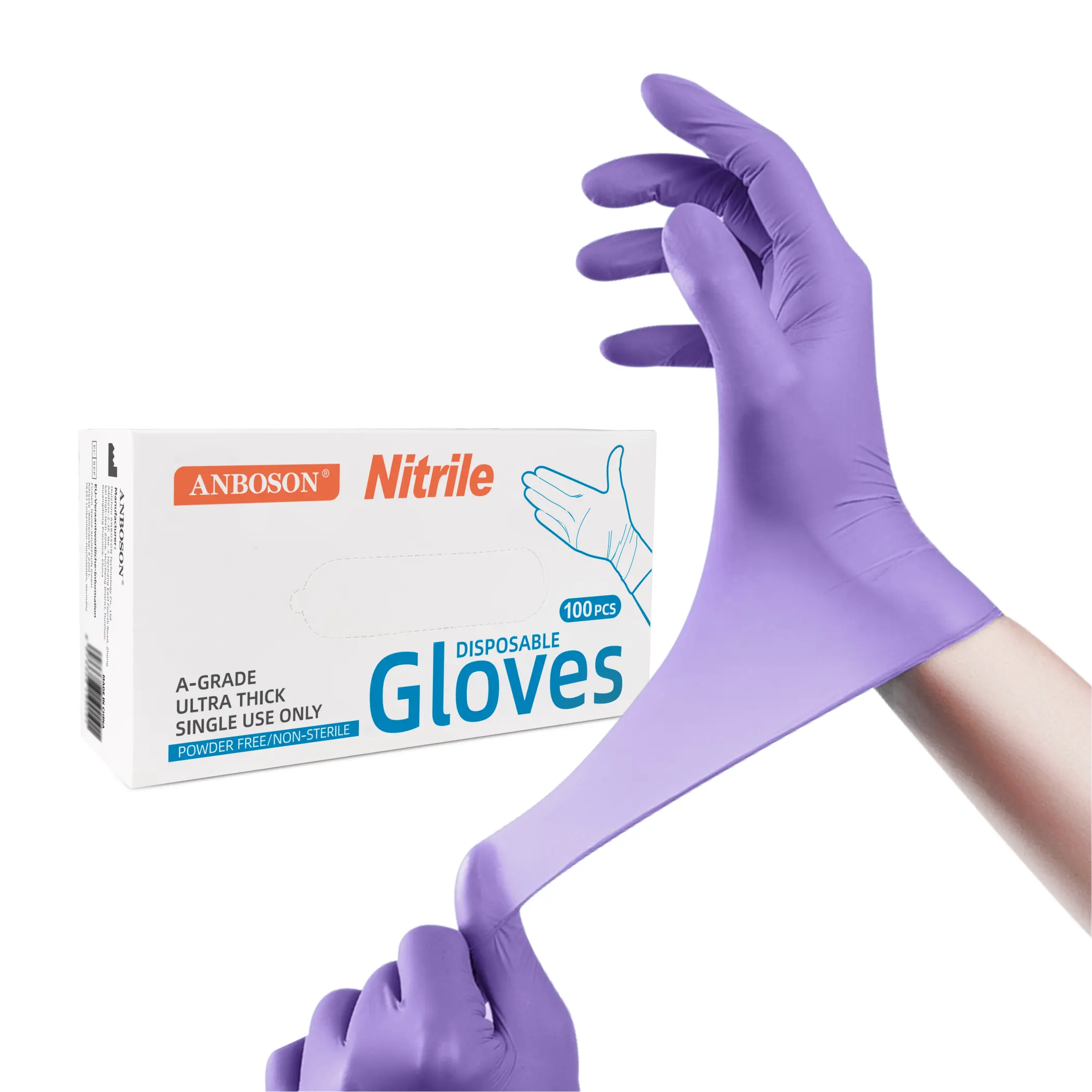 5Mil 6Mil Cheap Powder Latex Free Touch Screen Purple Work Disposable Nitrile Gloves for Use Cooking Cleaning in China