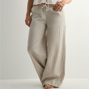 Pantalon en lin léger, respirant et écologique, légèrement fuselé, ourlet cheville, style moderne minimaliste, polyvalent pour l'été - Product Image 5