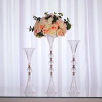 Vase décoratif de mariage en acrylique transparent de style trompette, de haute qualité et très vendu, ornement de table moderne
