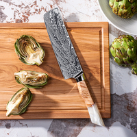 Ensemble de couteaux de cuisine Santoku de chef en acier Damas professionnel de luxe avec manche en résine de qualité