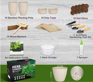 Kit de jardinage d'herbes aromatiques d'intérieur - Kit économique de démarrage <span class=keywords><strong>pour</strong></span> plantes aromatiques DIY, idées cadeaux <span class=keywords><strong>pour</strong></span> femmes, mamans, amies - Product Image 5
