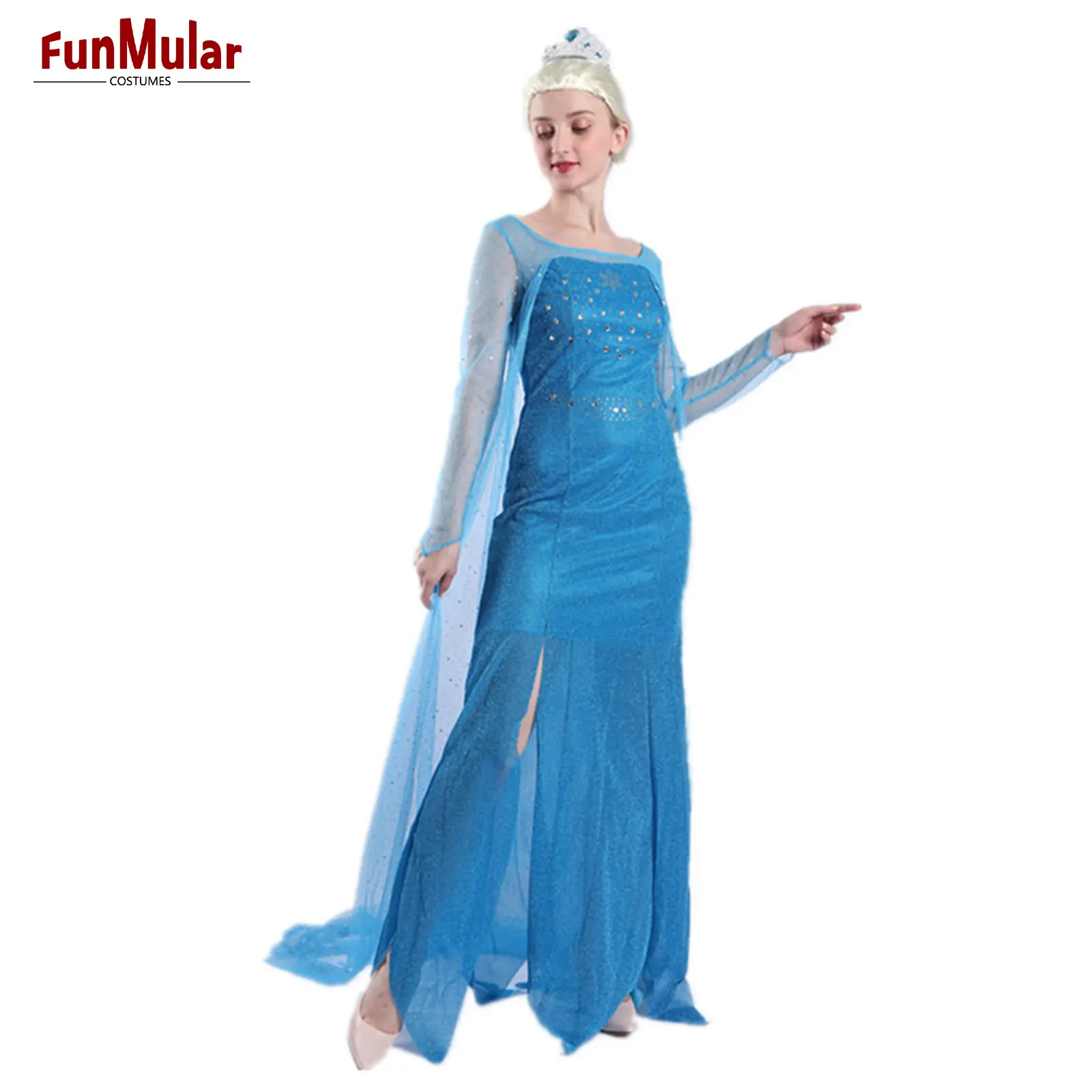 Funmular kadınlar cadılar bayramı Cosplay Elsa kar kraliçe prenses kostüm kız fantezi parti elbise