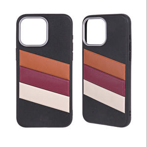 TPU Cuero-Textura Tri-Color Full-Cover Phone Case Funda - Product Image 1