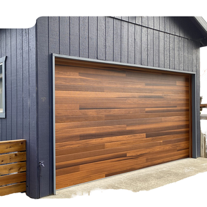 Portes de <span class=keywords><strong>garage</strong></span> sectionnelles automatiques <span class=keywords><strong>avec</strong></span> <span class=keywords><strong>bois</strong></span> moderne, aluminium isolé, grain de <span class=keywords><strong>bois</strong></span>, coupe-vent pour maisons et villas. - Product Image 1