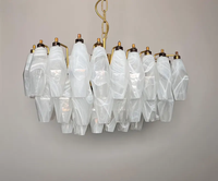 Lustre en verre de Murano avec verres en albâtre blanc
