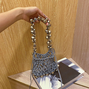 <span class=keywords><strong>Sac</strong></span> de plage pour femmes maille corde tricoté seau cloche tissé sacs à bandoulière réticulé creux voyage fourre-tout dames mode Net <span class=keywords><strong>sac</strong></span> à main - Product Image 3