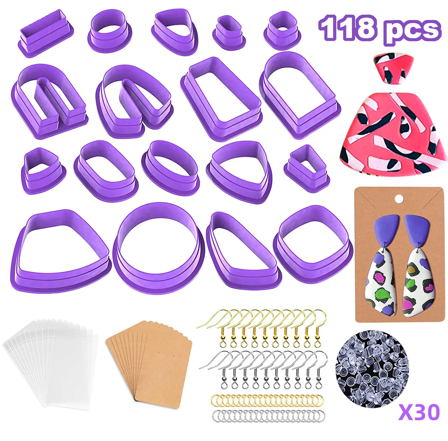 2022 New Hot Sale 118pcs Different Shape Plastic Polymer Clay Earring Cutter Earring Making Mold For Cookie Cutter