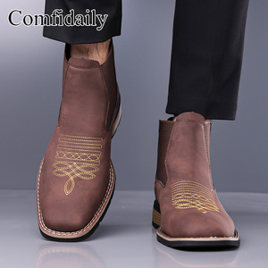 Bottines Chelsea Comfdaily à bout rond avec logo brodé antidérapantes pour hommes - Product Image 2