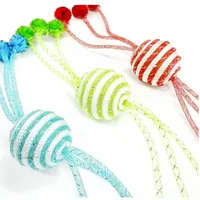 Jouet interactif pour chat, balle en corde, adapté aux chiens et chatons, jouet résistant aux morsures, balle en laine pour le jeu, accessoires pour chats