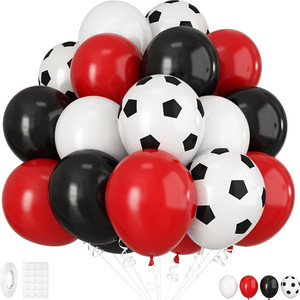 Lot de 30 ballons à l'hélium imprimés football noir, vert et blanc de 12 pouces pour fête d'anniversaire de garçons - Product Image 2