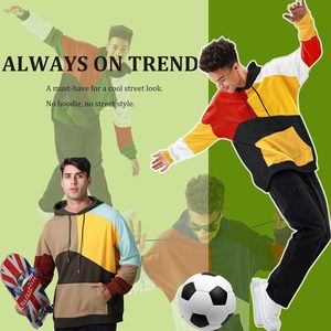 Sudadera con Capucha FOXA Color Block para Hombre, Sudadera de Punto con Parches y Bolsillo, Estilo Hip Hop, Unisex para Adultos - Product Image 5