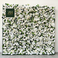 Elegante 8FTX8FT Weiß-Rosa Seidenblumenwand Simulierte Rosenwand für Heim und Party
