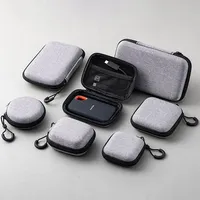 Sac de rangement personnalisé avec logo, mini sac rigide en EVA avec fermeture éclair pour écouteurs, téléphone et câble de charge, antichoc, portable, organiseur de voyage