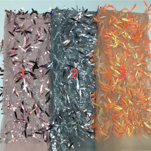 Giá Rẻ Thời Trang Lớn <span class=keywords><strong>3D</strong></span> Thêu Sequins Trim Ren Ngọc Lục Bảo Màu Xanh Lá Cây <span class=keywords><strong>Sequin</strong></span> Ren Vải Thêu Đính Cườm Sequined - Product Image 1