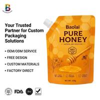 Pochettes souples personnalisées avec bec verseur pour miel, certifiées CE, qualité alimentaire, 200 ml et 350 ml, pour recharge de liquides