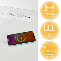 AJUNION Bureau de jeu en forme de L avec station de charge intégrée Lumières RVB Table d'ordinateur spacieuse avec prises de courant pour la maison