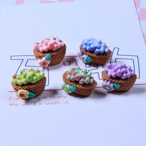 Vente en gros de breloques en résine panier de fleurs succulentes breloques minces boucles d'oreilles bricolage coque de téléphone décoration pendentif épingle à cheveux peut ajouter un crochet - Product Image 6