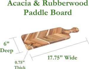 Tabla de Charcutería en Espiga de Acacia y Madera de Caucho Ecológica Lumina para Aperitivos, Quesos, Carnes o Bocadillos de 17 Pulgadas - Product Image 2