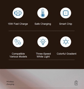 Hot Selling 2 in 1 Wireless Charger ABS+<b>PC</b> Fast Charging <b>Stand</b> LED Night Lights Touch Control Modern Design Bedroom Dimmable - Product Image 4