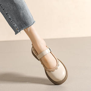 Ligne Vintage française Mary Jane chaussures femme été semelle épaisse tête ronde chaussure unique britannique grande taille petites chaussures en cuir - Product Image 3
