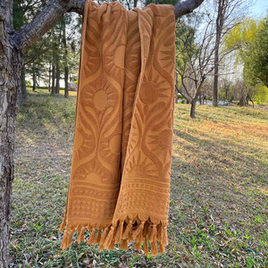 Khăn tắm biển dệt jacquard cao cấp, 100% cotton, khổ lớn, thiết kế riêng, hai mặt nổi, viền tua rua - Product Image 5