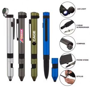 Stylo multifonction sportif innovant en plastique, 6 outils en 1, logo personnalisé, 1,0 mm, pour tournevis, support de smartphone, gadget professionnel - Product Image 1