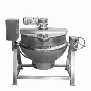 tilting type industrial jacketed heating cooking kettle with agitator
