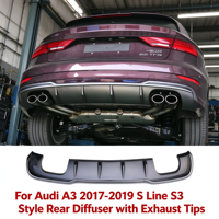 Diffuser Belakang Model S3 untuk Audi A3 8V 2017-2019 S Line Sedan Sportback dengan Empat Ujung Knalpot