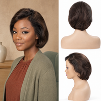 Nouvelle couleur 1b/4, perruque courte droite en dentelle transparente 13*4, cheveux humains, densité 300%, coupe pixie, perruque courte à dentelle frontale pour femmes