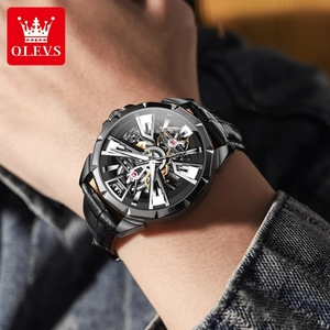 Envío Directo del Reloj de Hombre 7051 de Moda, Correa de Cuero de 20 mm, Resistente al Agua, Luminoso HD, Mecánico Automático Hangzhou - Product Image 3