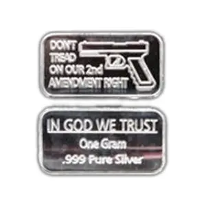 1 GRAM 0.999+ PURE SILVER GLOCK 2nd AMENDMENT BARS