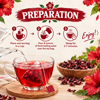 Sachets de thé d'hibiscus en marque blanche OEM ODM, 100 % naturels, infusions de roselle séchée, sachets de thé pyramidaux sans conservateurs