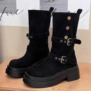 Bottines plateforme tendance pour femmes, style polyvalent et décontracté, semelle épaisse pour augmenter la taille et fonction antidérapante - Product Image 1