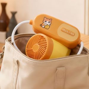 Cartoon Mechanical Plastic <b>Neck</b> Fan 6.9 in Foldable USB Charging Wall Mounted for Student Outdoor Use - Product Image 2