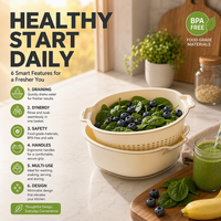Cesta Multifuncional para Lavar Frutas y Verduras con Función de Filtro de Agua, Almacenamiento Versátil para Frutas