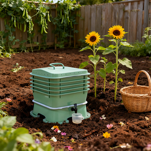 Boîte de compostage à vers pratique à cinq étages en plastique revêtu pour la culture des légumes en plein air moderne - Product Image 6