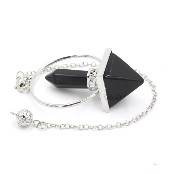 2024 BLACK OBSIDIAN PENDULUM WITH CHAIN FOR HEALING BUY FROM CHINA GEMS