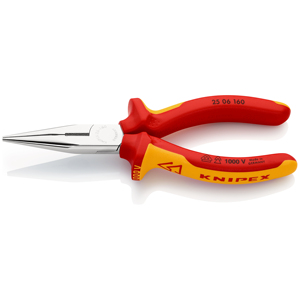 KNIPEX 25 06 160 Half-<b>round</b> <b>Nose</b> <b>Pliers</b> with Side Cutting Blades (Radio <b>Pliers</b>) with insulated handles - Product Image 1