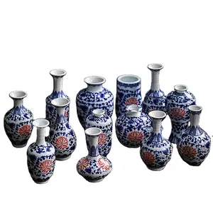 トップセラー2024ミニ花瓶アンティーク青と白アンティーク中国花瓶アンダーグレーズアートクラシック中国ボトル花瓶家庭用