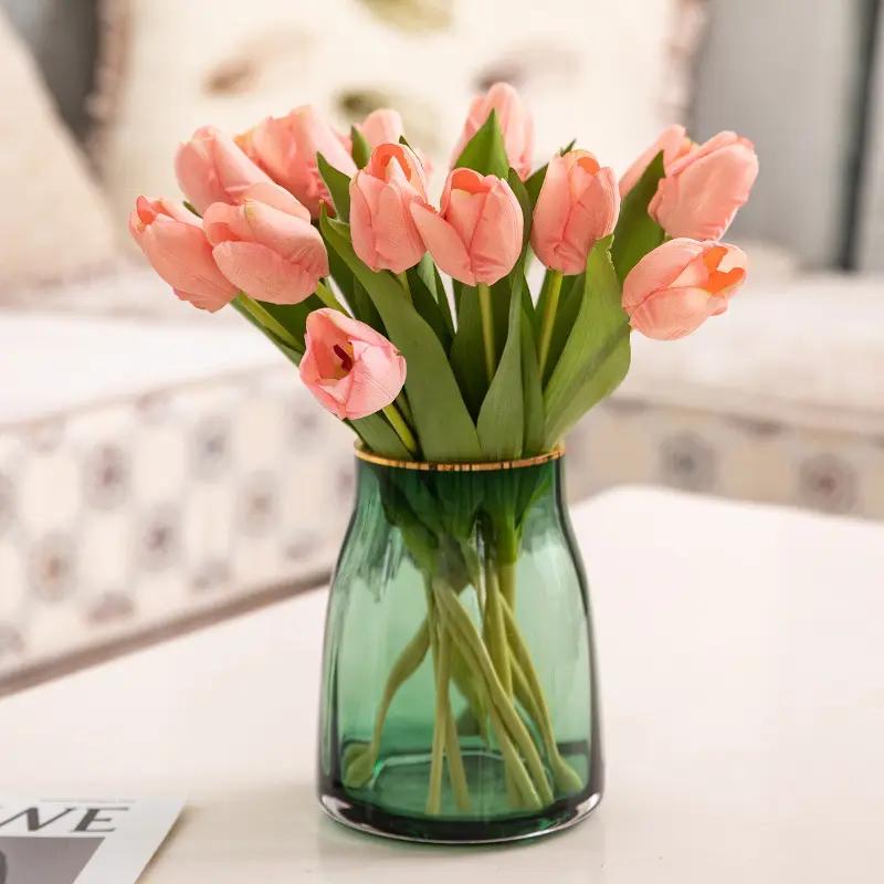 Adorno de tulipán hidratante para decoración del hogar, flores de simulación, venta directa de fábrica