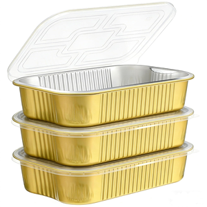 Conteneur rectangulaire jetable en aluminium doré de grande capacité (3500 ml) résistant aux hautes températures pour barbecue - Vente en gros - Product Image 2