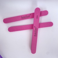 Lime à ongles double face rose avec logo personnalisé, grain 100/180, polissoir de manucure en gros pour salon